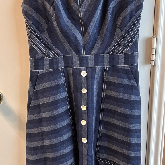 Carolina Herrera Dresses & Skirts - Carolina Herrera Navy and Light Blue Striped Midi Dress